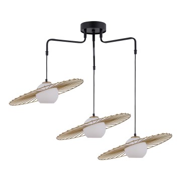 Ljusskrona med upphängningsrem  SOL 3xE27/60W/230V gyllene 