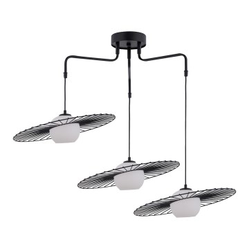 Ljusskrona med upphängningsrem  SOL 3xE27/60W/230V svart