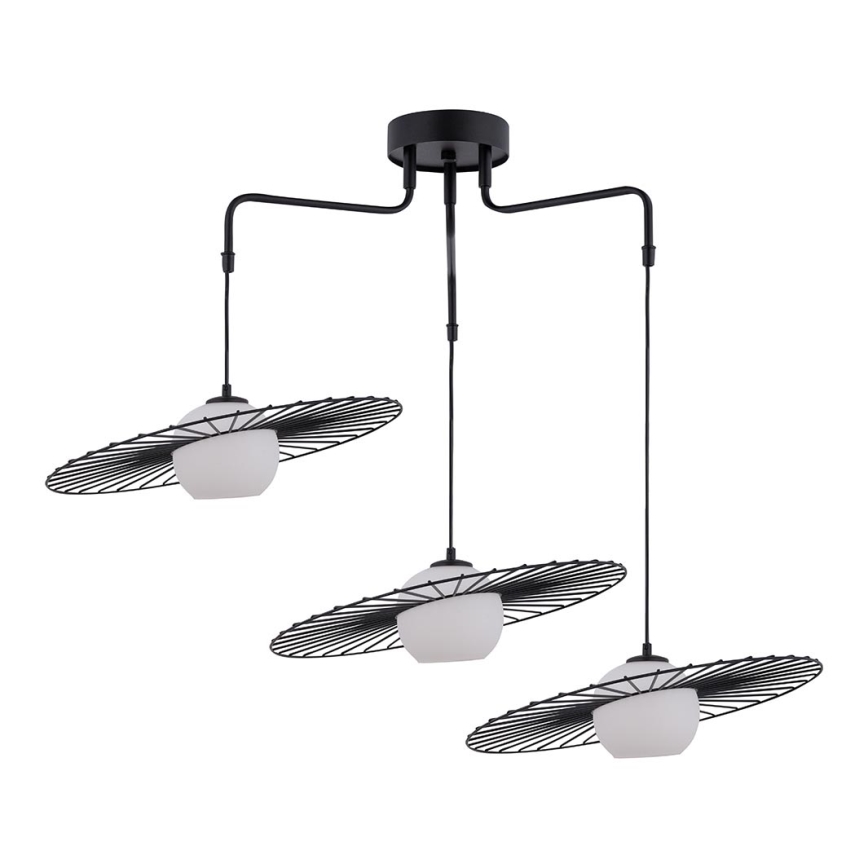 Ljusskrona med upphängningsrem  SOL 3xE27/60W/230V svart