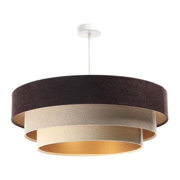 Ljusskrona med upphängningsrem  TRINITI 1xE27/60W/230V brun /beige /gyllene