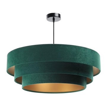 Ljusskrona med upphängningsrem  TRINITI 1xE27/60W/230V grön/gyllene