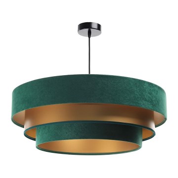 Ljusskrona med upphängningsrem  TRINITI 1xE27/60W/230V grön/gyllene