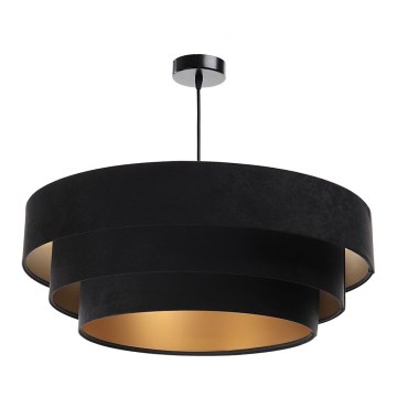 Ljusskrona med upphängningsrem  TRINITI 1xE27/60W/230V svart /gyllene