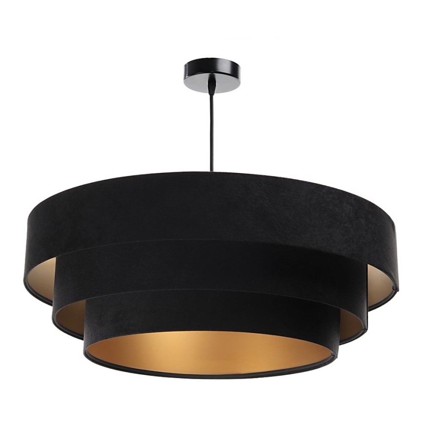 Ljusskrona med upphängningsrem  TRINITI 1xE27/60W/230V svart /gyllene