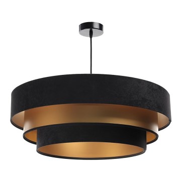 Ljusskrona med upphängningsrem  TRINITI 1xE27/60W/230V svart /gyllene