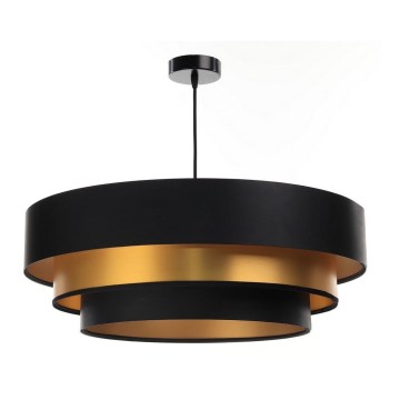 Ljusskrona med upphängningsrem  TRINITI 1xE27/60W/230V svart /gyllene