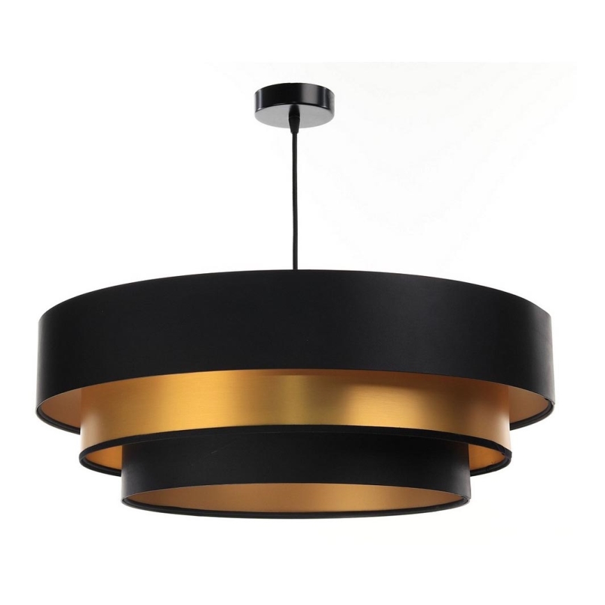 Ljusskrona med upphängningsrem  TRINITI 1xE27/60W/230V svart /gyllene