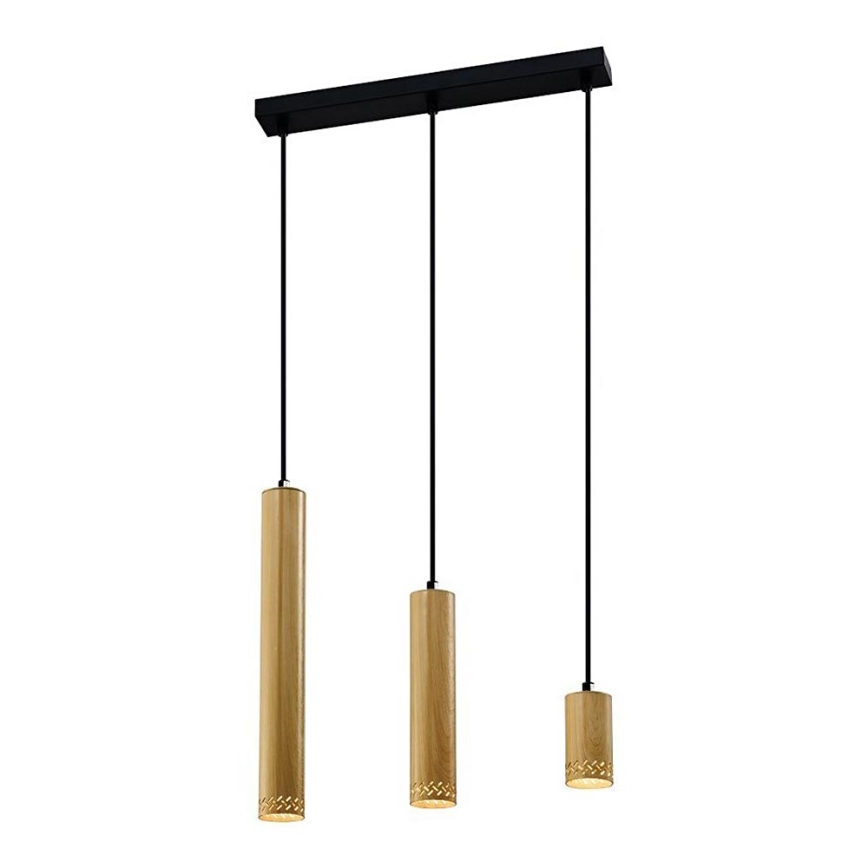 Ljusskrona med upphängningsrem  TUBO 3xGU10/25W/230V trä