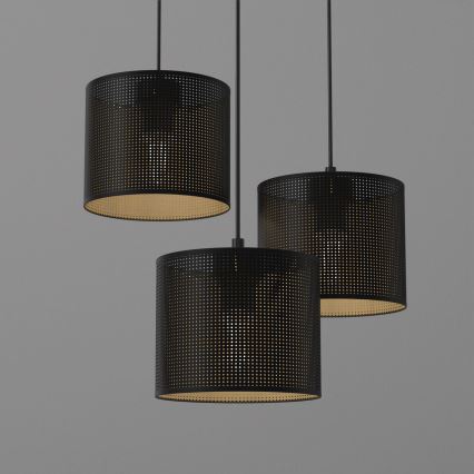 Taklampa på kabel LOFT SHADE 3xE27/60W/230V svart/guld