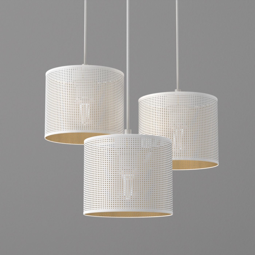 Taklampa på kabel LOFT SHADE 3xE27/60W/230V vit/guld