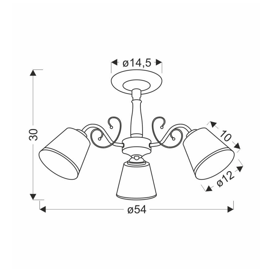 LOSANNA taklampa 3xE14 40W 230V mässing