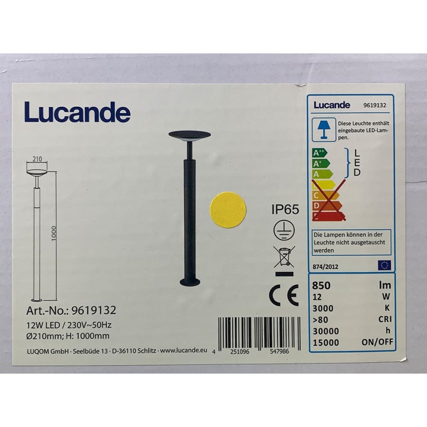 Lucande - LED-utomhuslampa FENIA LED/12W/230V IP65