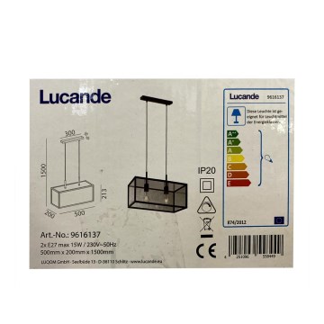 Lucande - Ljuskrona med textilsladd BEYZA 2xE27/15W/230