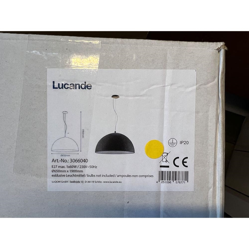 Lucande - Ljuskrona med textilsladd MALEO 1xE27/60W/230V