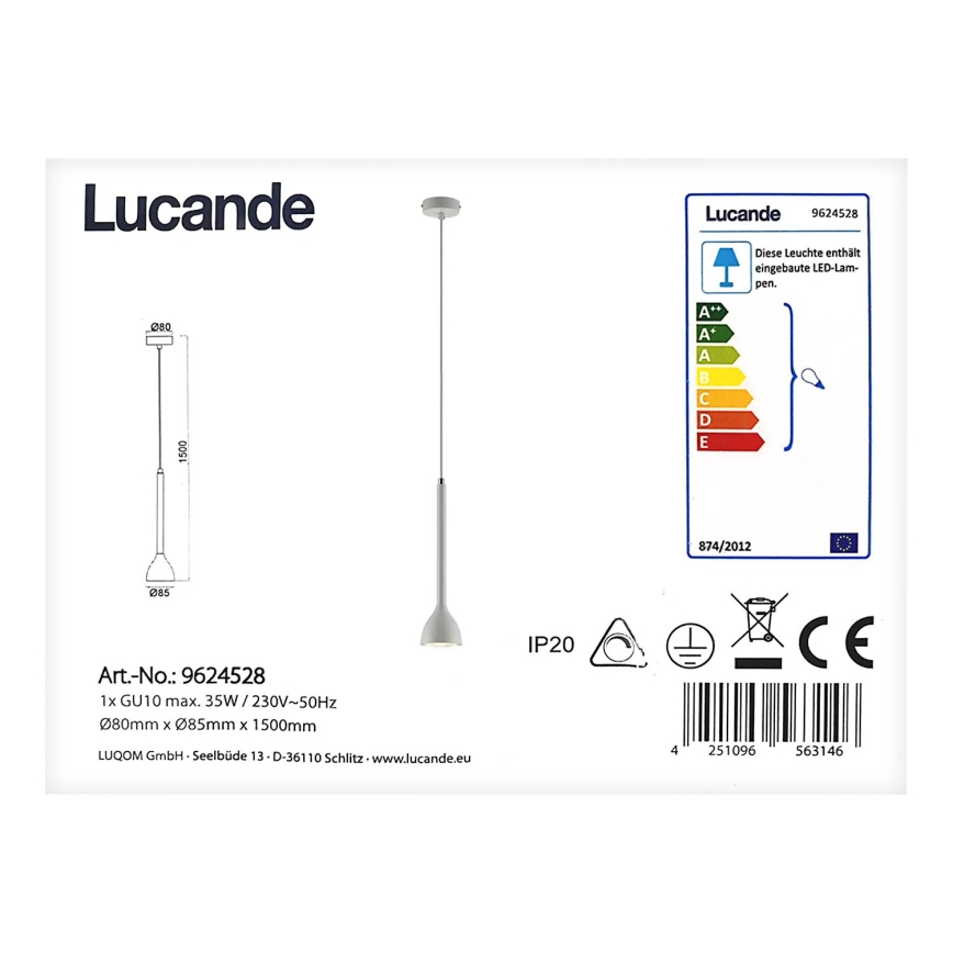 Lucande - Ljuskrona med textilsladd NORDWIN 1xGU10/35W/230V
