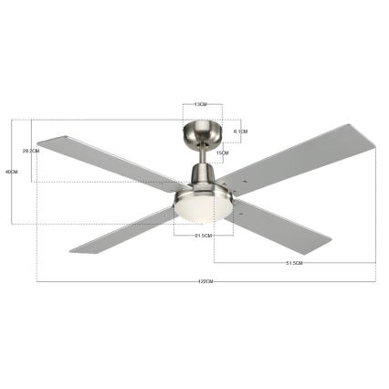 Lucci Air 210334 - Takfläkt AIRFUSION QUEST 1xE27/60W/230V trä/matt krom + fjärrkontroll