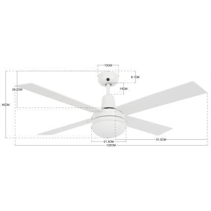 Lucci Air 210339 - Takfläkt AIRFUSION QUEST 1xE27/60W/230V vit/trä + fjärrkontroll