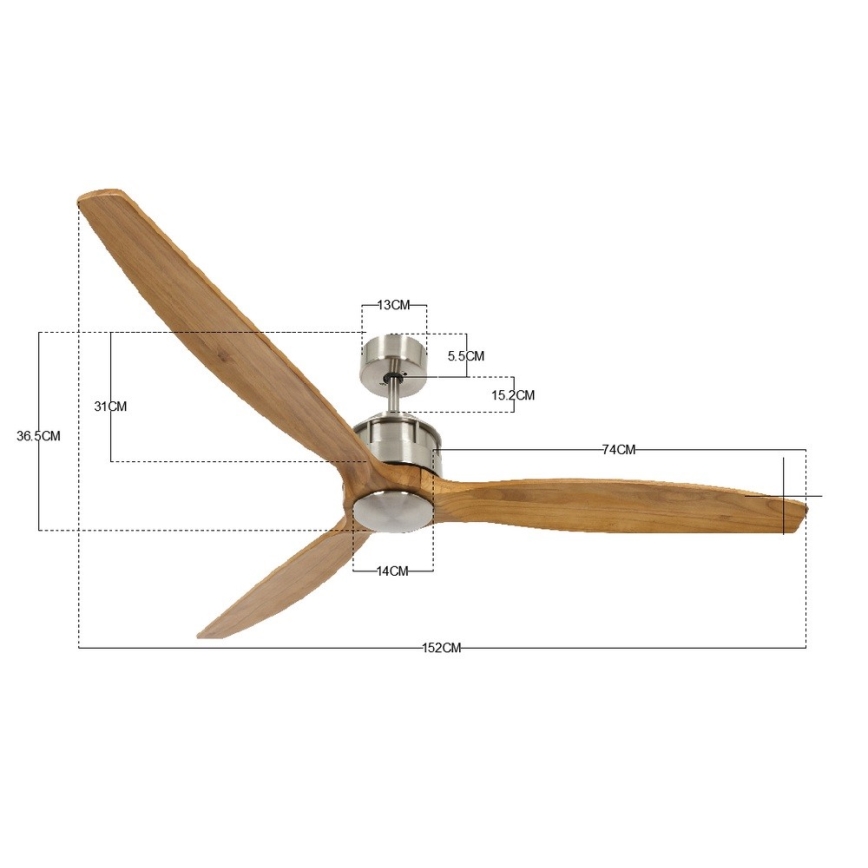 Lucci air 210506 - Takfläkt AIRFUSION AKMANI paulownia/brun + fjärrkontroll
