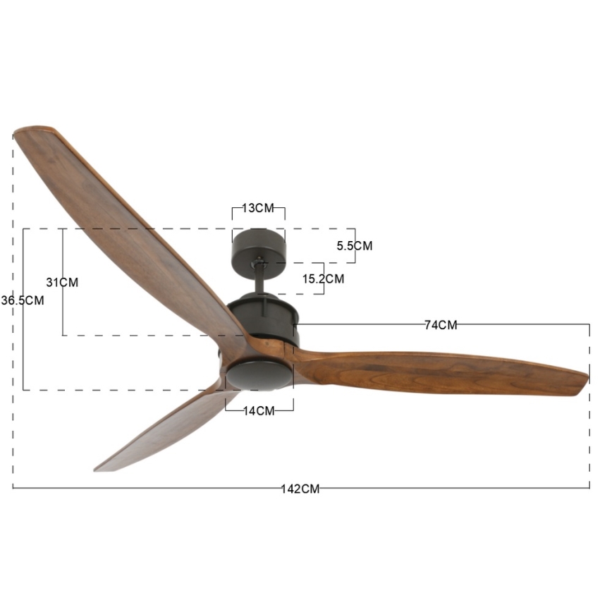 Lucci air 210507 - Takfläkt AIRFUSION AKMANI paulownia/svart + fjärrkontroll