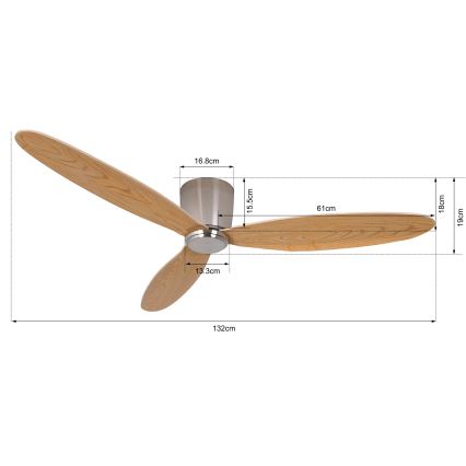 Lucci air 210519 - Takfläkt AIRFUSION RADAR skinande krom/trä + fjärrkontroll
