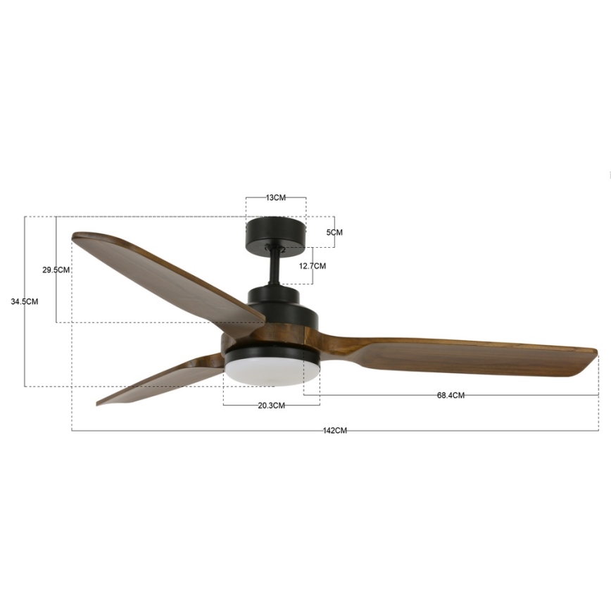 Lucci air 213054 - LED takfläkt SHOALHAVEN GX53/17W/230V svart/paulownia + fjärrkontroll