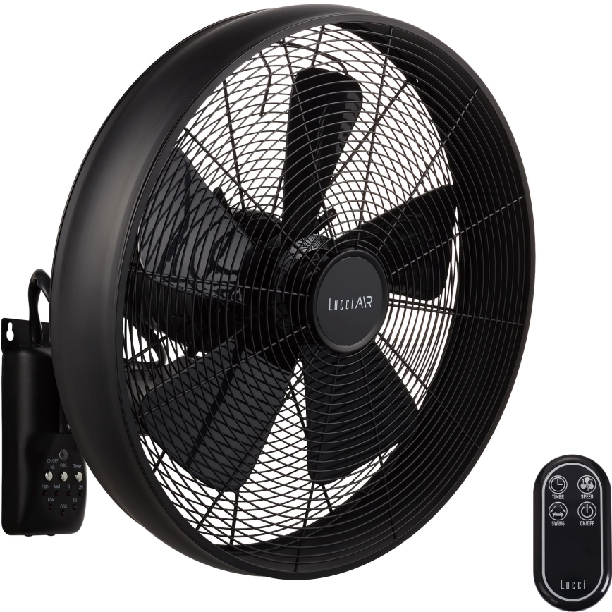 Lucci air 213124 - Väggfläkt BREEZE 55W/230V svart + fjärrkontroll