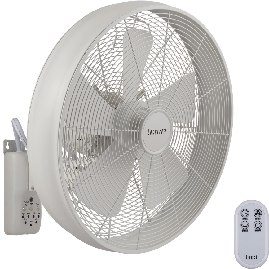 Lucci Air 213128EU - Väggfläkt BREEZE 55W/230V vit+ fjärrkontroll