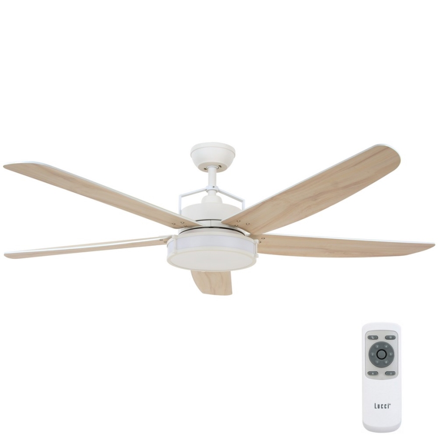 Lucci air 213176-LED Dimbar takfläkt LOUISVILLE 1xGX53/18W/230V trä/vit + fjärrkontroll