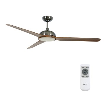 Lucci air 213301- LED Dimbar takfläkt UNIONE 1xGX53/12W/230V brun/skinande krom + fjärrkontroll