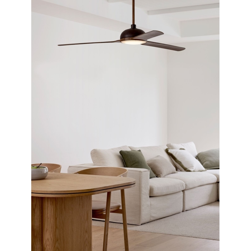 Lucci air 213301- LED Dimbar takfläkt UNIONE 1xGX53/12W/230V brun/skinande krom + fjärrkontroll