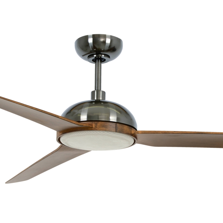 Lucci air 213301- LED Dimbar takfläkt UNIONE 1xGX53/12W/230V brun/skinande krom + fjärrkontroll