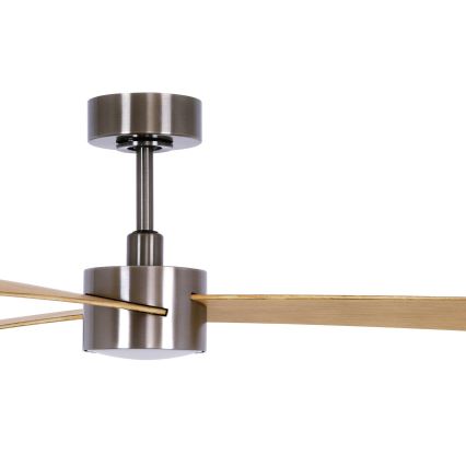 Lucci air 21610449 - LED Dimbar takfläkt CLIMATE 1xGX53/12W/230V brun/skinande krom + fjärrkontroll