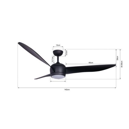 Lucci air 512910 - LED takfläkt AIRFUSION NORDIC LED/20W/230V svart + fjärrkontroll