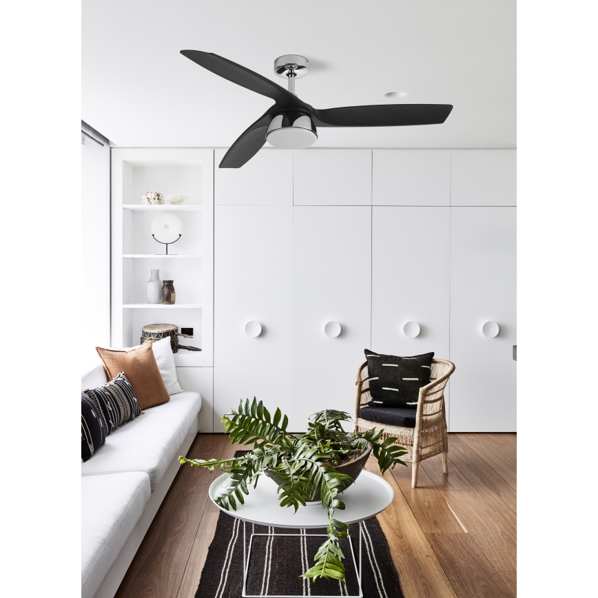 Lucci air 513072 - LED Dimbar takfläkt BRONX LED/18W/230V 3000/4000/6000K svart/skinande krom + fjärrkontroll