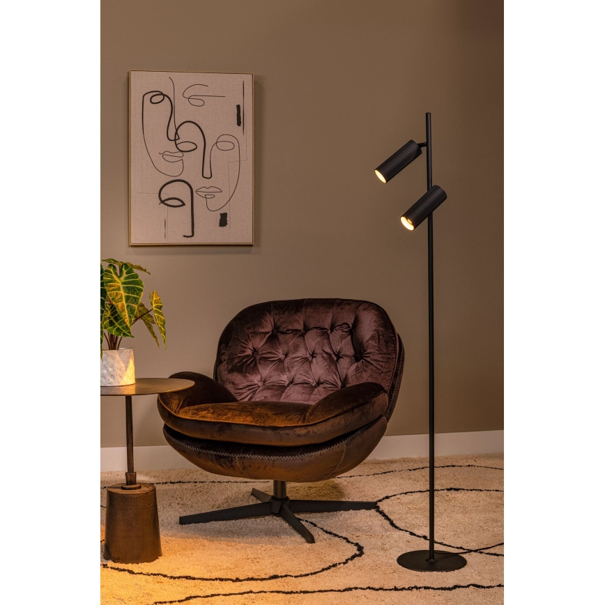 Lucide 09739/02/30 - Golvlampa CLUBS 2xGU10/40W/230V svart