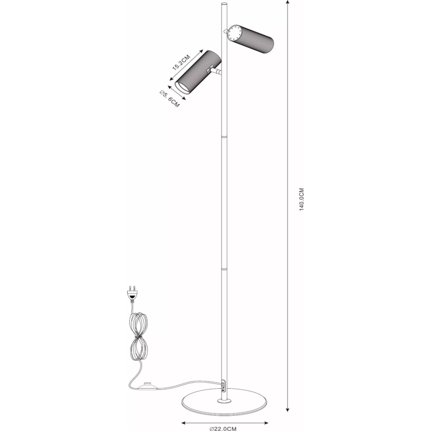 Lucide 09739/02/30 - Golvlampa CLUBS 2xGU10/40W/230V svart