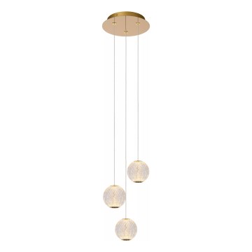 Lucide 13499/13/60 - LED ljusreglerad ljuskrona på textilsladd CINTRA 3xLED/4,7W/230V guld