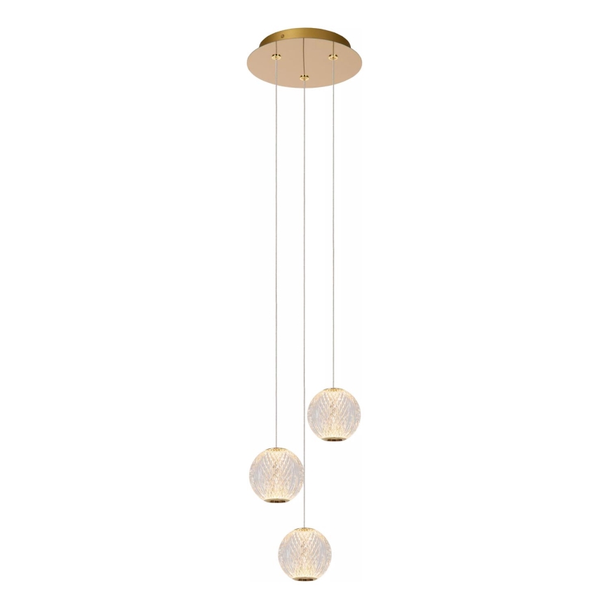 Lucide 13499/13/60 - LED ljusreglerad ljuskrona på textilsladd CINTRA 3xLED/4,7W/230V guld