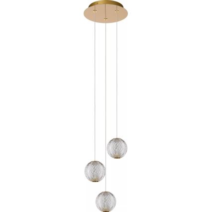 Lucide 13499/13/60 - LED ljusreglerad ljuskrona på textilsladd CINTRA 3xLED/4,7W/230V guld