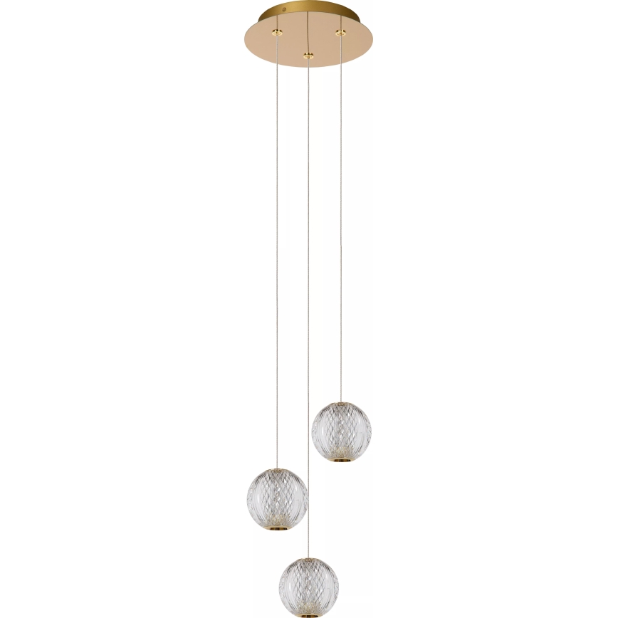 Lucide 13499/13/60 - LED ljusreglerad ljuskrona på textilsladd CINTRA 3xLED/4,7W/230V guld