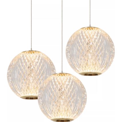 Lucide 13499/13/60 - LED ljusreglerad ljuskrona på textilsladd CINTRA 3xLED/4,7W/230V guld