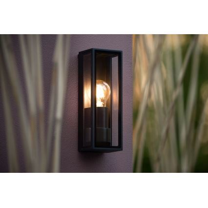 Lucide 15802/01/30 - Vägglampa för utomhusbruk DUKAN 1xE27/15W/230V IP65 svart