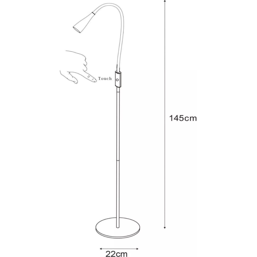 Lucide 18756/03/30 - LED Ljusreglerad flexibel beröring golvlampa ZOZY LED/4W/230V svart