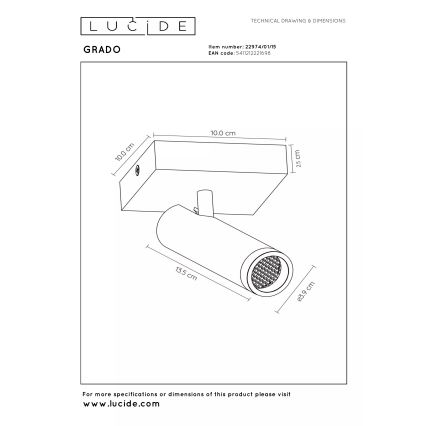 Lucide 22974/01/15 - Spotlampa GRADO 1xGU10/40W/230V brun/svart