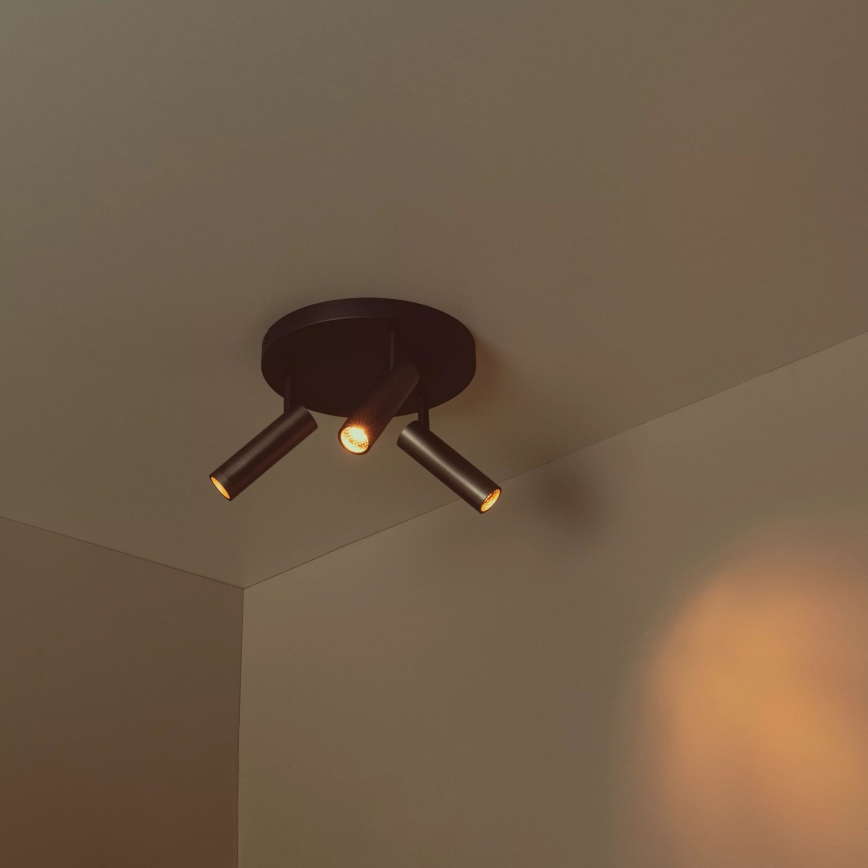 Lucide 22974/13/15 - Spotlampa GRADO 3xGU10/40W/230V brun/svart