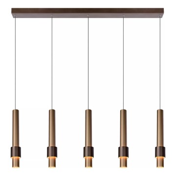 Lucide 24402/30/96 - LED ljusreglerad ljuskrona på textilsladd MARGARY 5xLED/4,2W/230V mässing