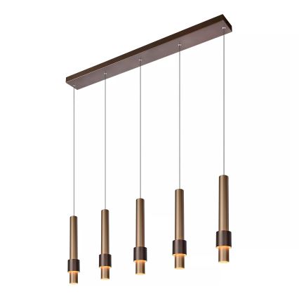 Lucide 24402/30/96 - LED ljusreglerad ljuskrona på textilsladd MARGARY 5xLED/4,2W/230V mässing