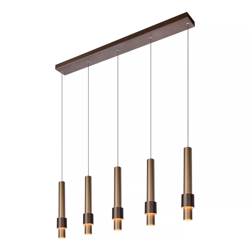 Lucide 24402/30/96 - LED ljusreglerad ljuskrona på textilsladd MARGARY 5xLED/4,2W/230V mässing