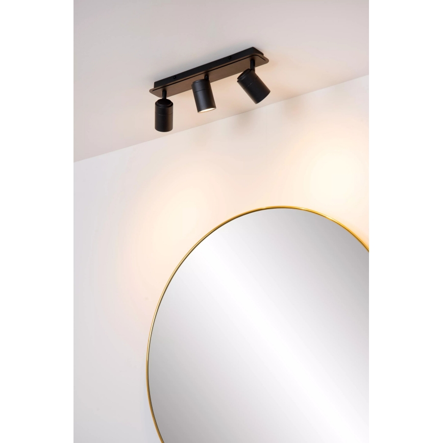 Lucide 26958/15/30 - LED Ljusreglerad badrum spotlight LENNERT 3xGU10/5W/230V IP44 svart