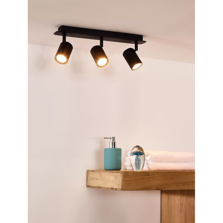 Lucide 26958/15/30 - LED Ljusreglerad badrum spotlight LENNERT 3xGU10/5W/230V IP44 svart
